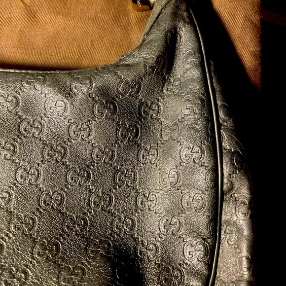 💯%Authentic Full inclu. Black Guccisima Hobo GoldSilver GG - Picture 13 of 16
